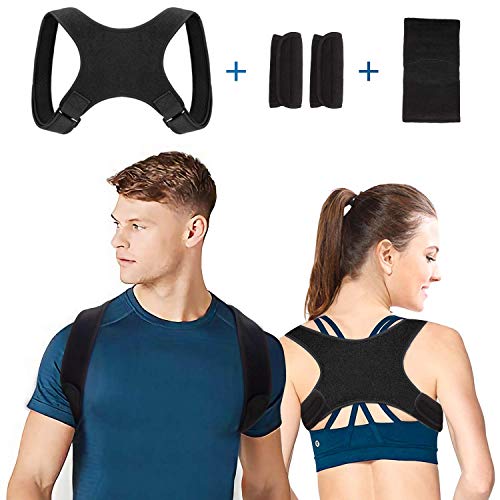 Corrector de Postura, Corrector Postura Espalda Faja para Hombre y Mujer Hombro Clavícula Espalda Recta Soporte - Mejorar Postura Posture Corrector incluye 2X Soportes para Hombreras y 1x Rodiller
