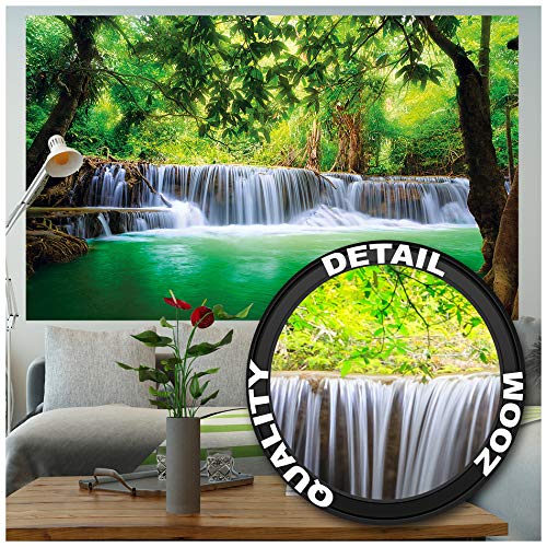 Foto mural Cascada de Feng Shui Decoración Naturaleza Selva Paisaje Paraíso Vacaciones Tailandia Asia Wellness Spa Relax I foto-mural foto póster deco pared by GREAT ART (210 x 140 cm)