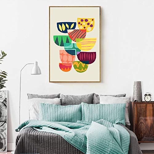 ganlanshu Pintura sin Marco nórdico Minimalista geométrico Bloque de Color Abstracto póster Arte de Pared para Dormitorio decoración Moderna para el hogarZGQ3448 60X90cm