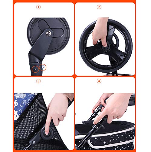 GCSEY Asiento Cochecito del Animal Doméstico 30Kg Perro Cochecito Plegable Portátil del Gato del Coche del Bolso del Animal Doméstico Tapa del Carro De La Compra Caminar Al Aire Libre De Compras,Azul
