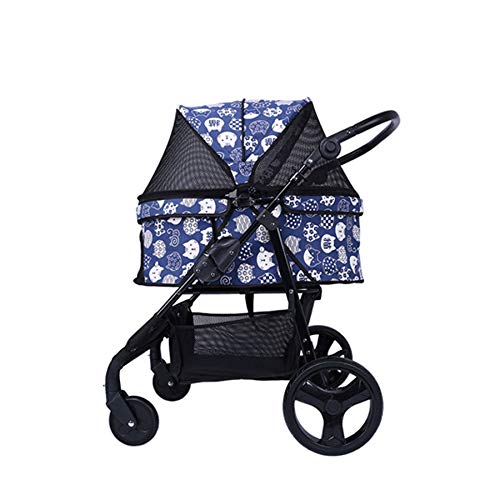 GCSEY Asiento Cochecito del Animal Doméstico 30Kg Perro Cochecito Plegable Portátil del Gato del Coche del Bolso del Animal Doméstico Tapa del Carro De La Compra Caminar Al Aire Libre De Compras,Azul