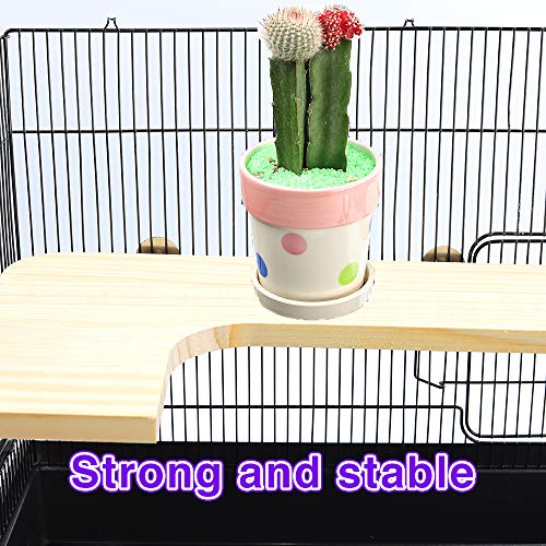 GNB PET Natural Madera Estar Plataforma,L Forma Trampolín para Hamster Chinchilla,Ratón,Rata,Jerbo con 304 Inoxidable Acero Arandelas