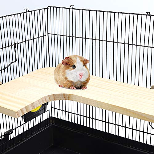 GNB PET Natural Madera Estar Plataforma,L Forma Trampolín para Hamster Chinchilla,Ratón,Rata,Jerbo con 304 Inoxidable Acero Arandelas