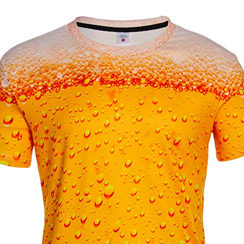 Goodstoworld Cerveza Tiger Camiseta 3D Golden Imprimir Hombres Mujeres Verano Casual de Manga Corta Personalizada Camiseta tee Tops pequeños