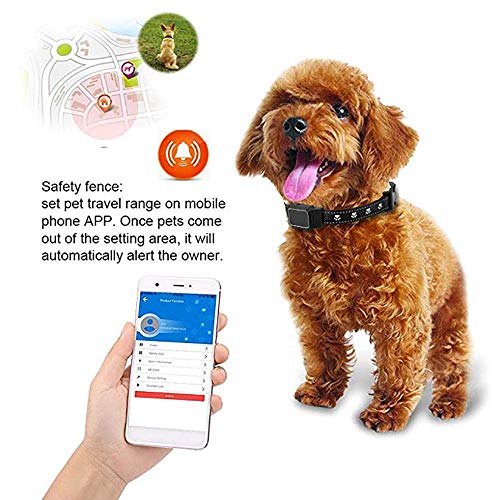 HAJZF Mini Rastreador De Mascotas GPS/gsm/GPRS, Localizador Global En Tiempo Real A Prueba De Agua En El Cuello, Monitoreo De Voz A Distancia para Perros Y Gatos,Black