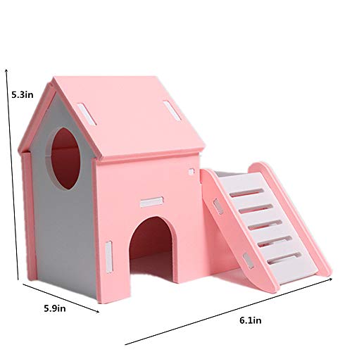 Hamster Hideout House - Juguete Divertido del Nido de Madera de la cabaña Viviente, cabaña de Madera Dos Capas, Chinchilla, Rata, jerbo y hámster Enano