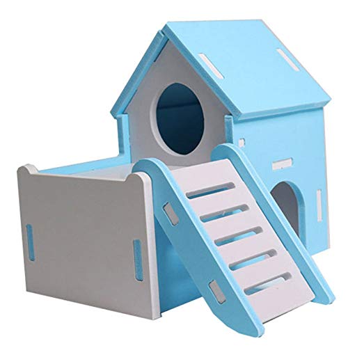 Hamster Hideout House - Juguete Divertido del Nido de Madera de la cabaña Viviente, cabaña de Madera Dos Capas, Chinchilla, Rata, jerbo y hámster Enano
