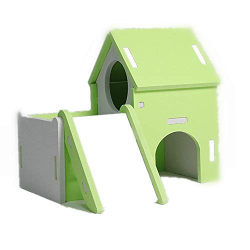 Hamster Hideout House - Juguete Divertido del Nido de Madera de la cabaña Viviente, cabaña de Madera Dos Capas, Chinchilla, Rata, jerbo y hámster Enano