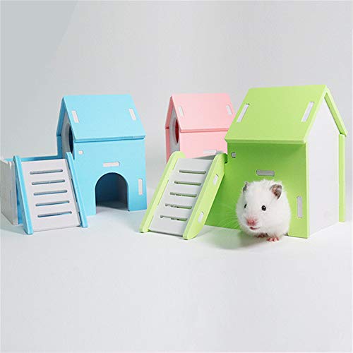 Hamster Hideout House - Juguete Divertido del Nido de Madera de la cabaña Viviente, cabaña de Madera Dos Capas, Chinchilla, Rata, jerbo y hámster Enano