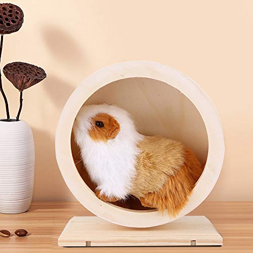 Hámster Mascotas pequeñas Casa de madera Rueda divertida Descanso Nido Jugar Ejercicio Juguete Hámster Rodillo de madera Rueda de ejercicio Rueca giratoria para jerbos Chinchillas Erizos(S/M)(小号)