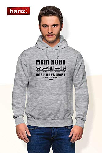 HARIZ - Sudadera con Capucha para Hombre, diseño con Texto en alemán Mein Hund Hört Aufs Wort 2 Hund Haustier Plus Wein Rot XL