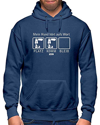 HARIZ - Sudadera con Capucha para Hombre, diseño con Texto en alemán Mein Hund Hört Aufs Wort Hund Haustier Plus Azul Marino XXXXXL