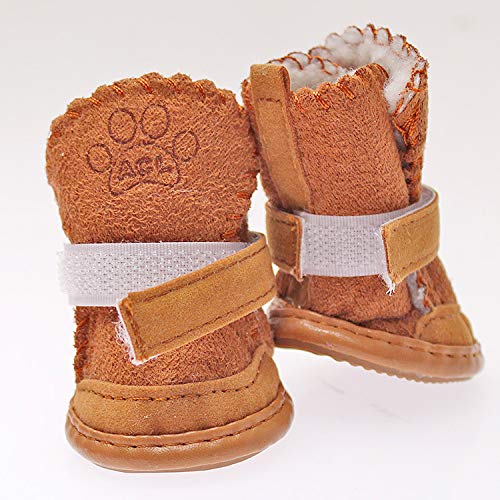HCBDQQ Zapatos para Perros, 4 Botas Mullidas para Perros, Zapatillas De Deporte Antideslizantes para Mascotas Transpirables para El Invierno Adecuadas para Perros PequeñOs Y Medianos 4