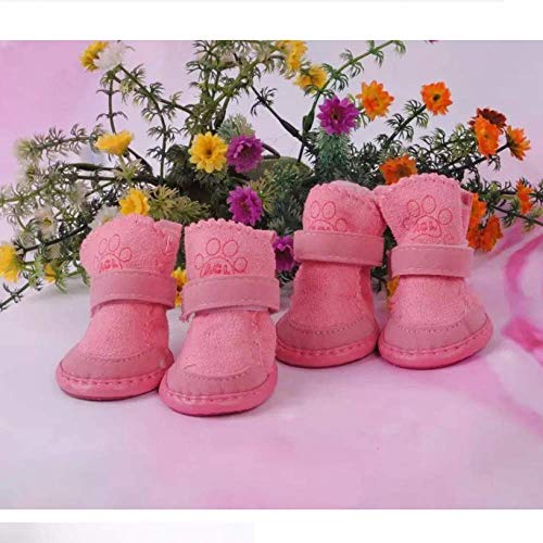 HCBDQQ Zapatos para Perros, 4 Botas Mullidas para Perros, Zapatillas De Deporte Antideslizantes para Mascotas Transpirables para El Invierno Adecuadas para Perros PequeñOs Y Medianos 4