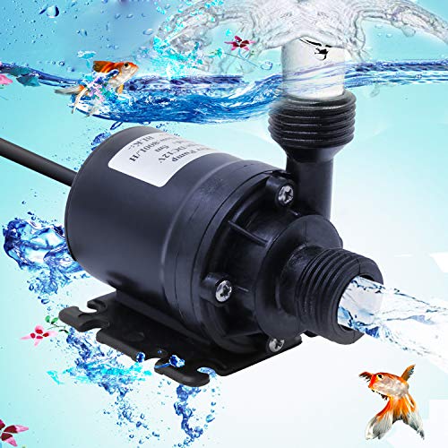 HSeaMall Bomba de Agua Sumergible sin escobillas DC 12V Bomba anfibia 800L / H 5M para el Estanque de Peces de Acuario Fuente Solar Sistema de circulación de Agua de la Piscina