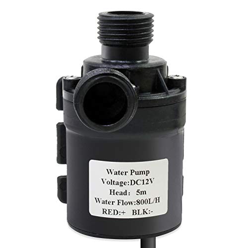 HSeaMall Bomba de Agua Sumergible sin escobillas DC 12V Bomba anfibia 800L / H 5M para el Estanque de Peces de Acuario Fuente Solar Sistema de circulación de Agua de la Piscina
