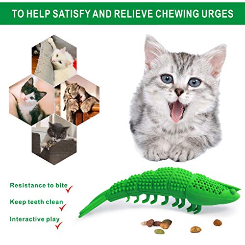 Idepet Interactive Cat Toys Kitten Catnip Cepillo de dientes Chew Treat Toy Resistencia a la mordedura Juguetes para mascotas para la limpieza de los dientes Cuidado dental
