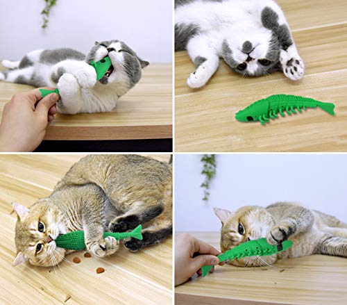 Idepet Interactive Cat Toys Kitten Catnip Cepillo de dientes Chew Treat Toy Resistencia a la mordedura Juguetes para mascotas para la limpieza de los dientes Cuidado dental