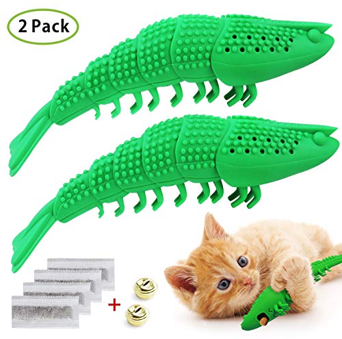Idepet Interactive Cat Toys Kitten Catnip Cepillo de dientes Chew Treat Toy Resistencia a la mordedura Juguetes para mascotas para la limpieza de los dientes Cuidado dental