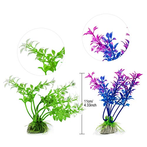Jolintek 10 Piezas Plantas Artificiales Plástico decoración de Acuario Adorno Acuario de Peces de Tanque Planta de simulación Mezcladas Color