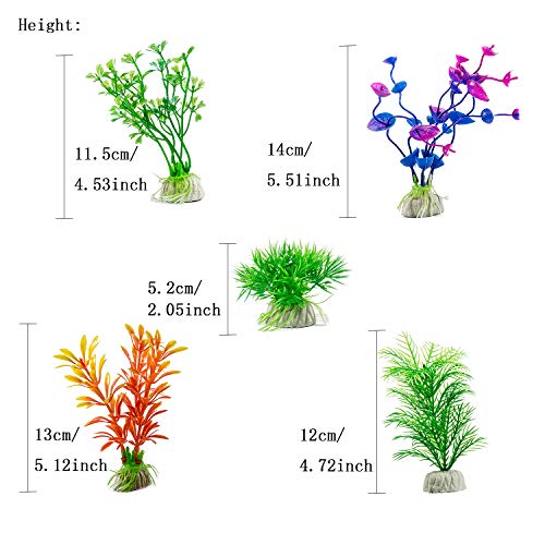 Jolintek 10 Piezas Plantas Artificiales Plástico decoración de Acuario Adorno Acuario de Peces de Tanque Planta de simulación Mezcladas Color