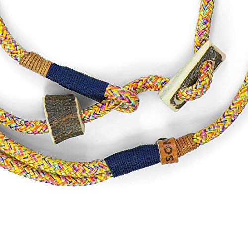 KENSONS for dogs Correa para Perros 'Elegant', Multicolor, 8 mm de Grosor, con Tope de Cuerno de Ciervo y Cuerno de tacón, Collar y Correa en un Cuerpo de Perro