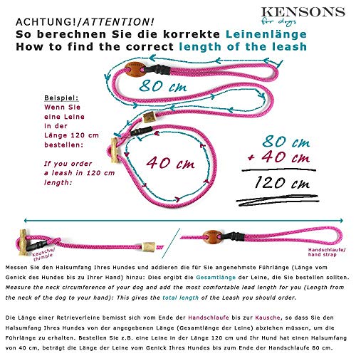KENSONS for dogs Correa para Perros 'Elegant', Multicolor, 8 mm de Grosor, con Tope de Cuerno de Ciervo y Cuerno de tacón, Collar y Correa en un Cuerpo de Perro