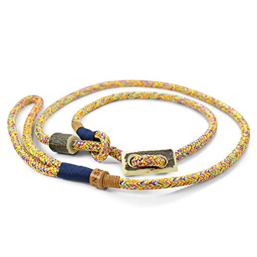 KENSONS for dogs Correa para Perros 'Elegant', Multicolor, 8 mm de Grosor, con Tope de Cuerno de Ciervo y Cuerno de tacón, Collar y Correa en un Cuerpo de Perro