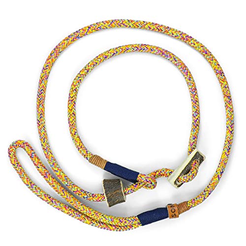 KENSONS for dogs Correa para Perros 'Elegant', Multicolor, 8 mm de Grosor, con Tope de Cuerno de Ciervo y Cuerno de tacón, Collar y Correa en un Cuerpo de Perro