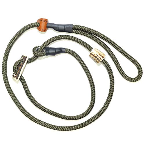 KENSONS for dogs RETRIEVERLEINE - Correa para Perro 'Sporty', Color Verde Oliva, 8 mm de Grosor, con Parada de Cuerno de Ciervo // Collar y Correa en un alemán