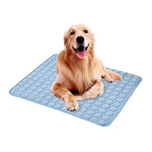LGFSG Estera de enfriamiento para Mascotas de Verano Estera de Perro a Prueba de Humedad de Seda de Hielo Enfriador de colchón Fresco Estera de Dormir de Gatito Gato Cachorro, Azul, 70x56cm
