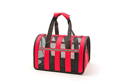 LLYU Transportador para Perros paño Grande Portador para transportes de Animales Bolso Bandolera aerolínea homologada Plegable Coche y Bicicleta al Aire Libre (Color : Red)