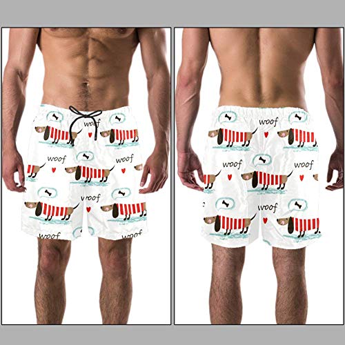 LORVIES - Bañador para hombre, diseño de perro salchicha con texto en inglés "Dachshund Dogs Bones Bones de corazón, talla L multicolor XL