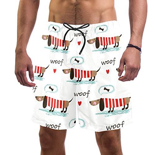 LORVIES - Bañador para hombre, diseño de perro salchicha con texto en inglés "Dachshund Dogs Bones Bones de corazón, talla L multicolor XL