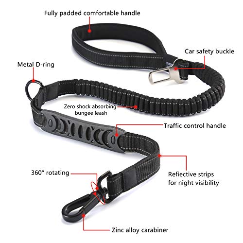 Louvra Correas de Perro Correa de Entrenamiento de Nylon Reflectante 3M Correa de Mango Suave, Color Negro, Tamaño L