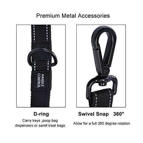 Louvra Correas de Perro Correa de Entrenamiento de Nylon Reflectante 3M Correa de Mango Suave, Color Negro, Tamaño L