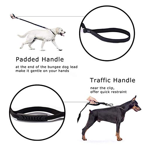 Louvra Correas de Perro Correa de Entrenamiento de Nylon Reflectante 3M Correa de Mango Suave, Color Negro, Tamaño L
