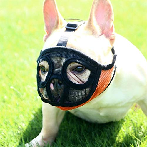 LOVE&HOME Hocico Corto Perro Bozal Ajustable Ajustable Malla Bulldog Bozal para Morder Masticar Ladrar Entrenamiento Perro Máscara (Color : Orange-b, Size : XXS)