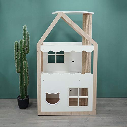 Lwieui Perreras Gato de Madera Columpio for Mascotas Dog House Cat House Casa Caseta de Perro Cubierta Refugio Uso Mascotas Casas de Perro (Color : White, Size : 82x45x90cm)