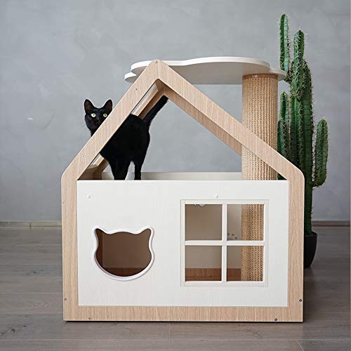 Lwieui Perreras Gato de Madera Columpio for Mascotas Dog House Cat House Casa Caseta de Perro Cubierta Refugio Uso Mascotas Casas de Perro (Color : White, Size : 82x45x90cm)