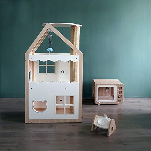 Lwieui Perreras Gato de Madera Columpio for Mascotas Dog House Cat House Casa Caseta de Perro Cubierta Refugio Uso Mascotas Casas de Perro (Color : White, Size : 82x45x90cm)