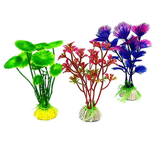 Mein HERZ 12 Piezas Artificial Aquatic Plants, Grandes Plantas de Acuario de PláStico Decoraciones Acuario de Peces,Vivid SimulacióN Vegetal Criatura Acuario Paisaje - TamañOs Surtidos Colores Formas