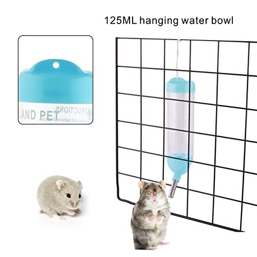 MOACC Hamster Botella de Agua Alimentador Automático Dispensador de Agua para Ratas, Cobayas, Hurones, Conejos, Pequeños Animales, 125ml, Azul