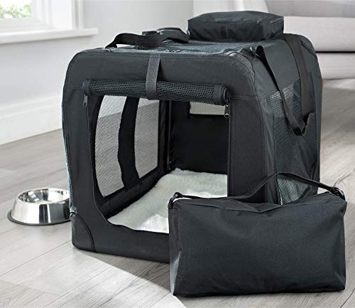 MOOL – Caja transportadora de Tela Ligera para Mascotas, Jaula con Forro Polar y Bolsa para Alimentos