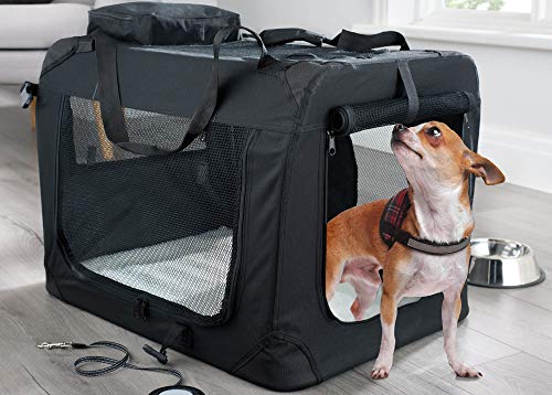 MOOL – Caja transportadora de Tela Ligera para Mascotas, Jaula con Forro Polar y Bolsa para Alimentos