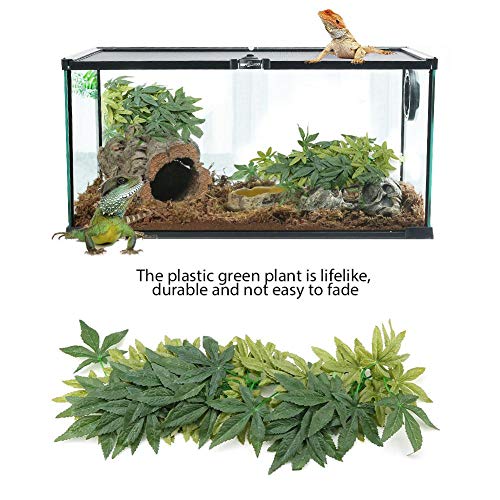 Mumusuki Plantas Artificiales Hojas Falsas Plástico Hierba Verde con lechón para Acuario Pecera Reptil Terrario Caja Jaula Adornos de terrario Jardín en el hogar Decoración ecológica(30 centimetros)