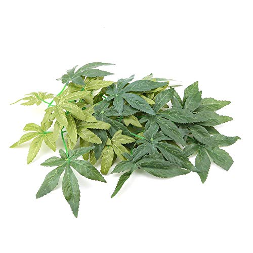Mumusuki Plantas Artificiales Hojas Falsas Plástico Hierba Verde con lechón para Acuario Pecera Reptil Terrario Caja Jaula Adornos de terrario Jardín en el hogar Decoración ecológica(30 centimetros)