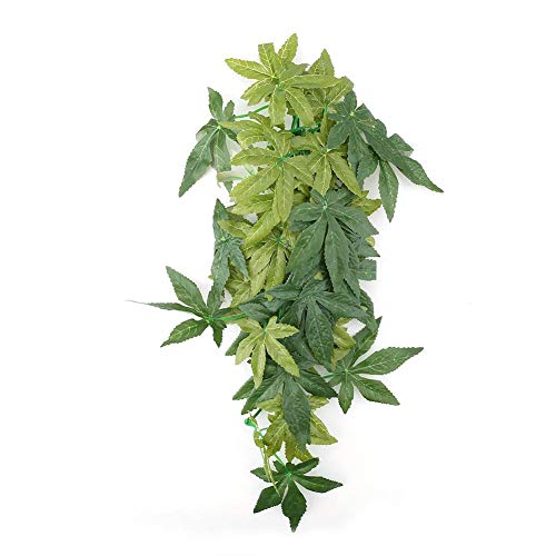 Mumusuki Plantas Artificiales Hojas Falsas Plástico Hierba Verde con lechón para Acuario Pecera Reptil Terrario Caja Jaula Adornos de terrario Jardín en el hogar Decoración ecológica(30 centimetros)