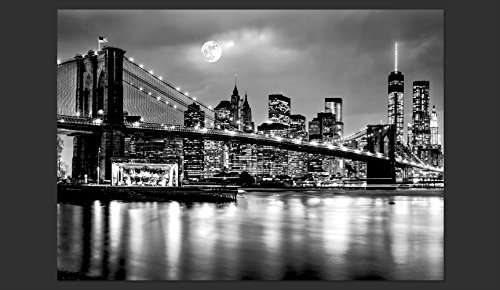 murando Fotomurales New York 200x140 cm XXL Papel pintado tejido no tejido Decoración de Pared decorativos Murales moderna de Diseno Fotográfic Ciudad Luna Noche d-B-0205-a-a