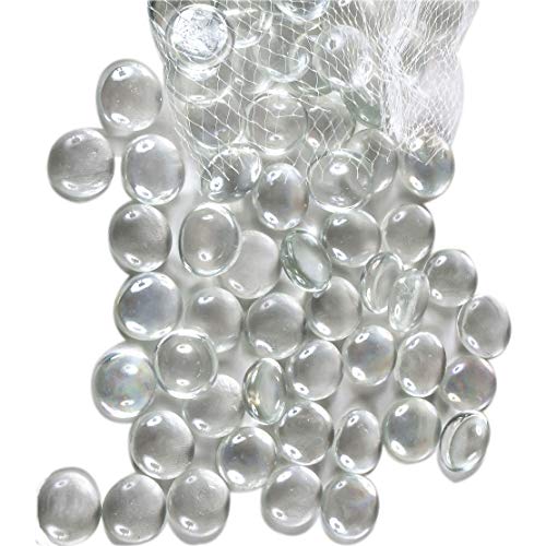 NEEZ Cristal Decorativo Cristal Redondeado Guijarros Piedras Cuentas Nuggets Azulejos Gemas para Decoración Floreros de Acuario Inicio (Color Claro-100pcs-500gm)